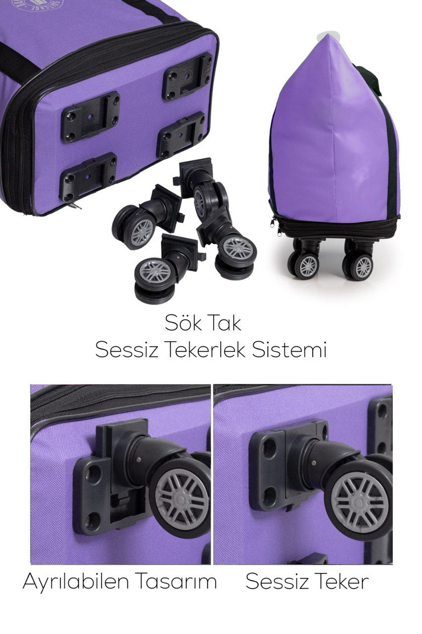 İki Körüklü Demonte Sessiz Tekerlekli Valiz/Çanta/Bavul